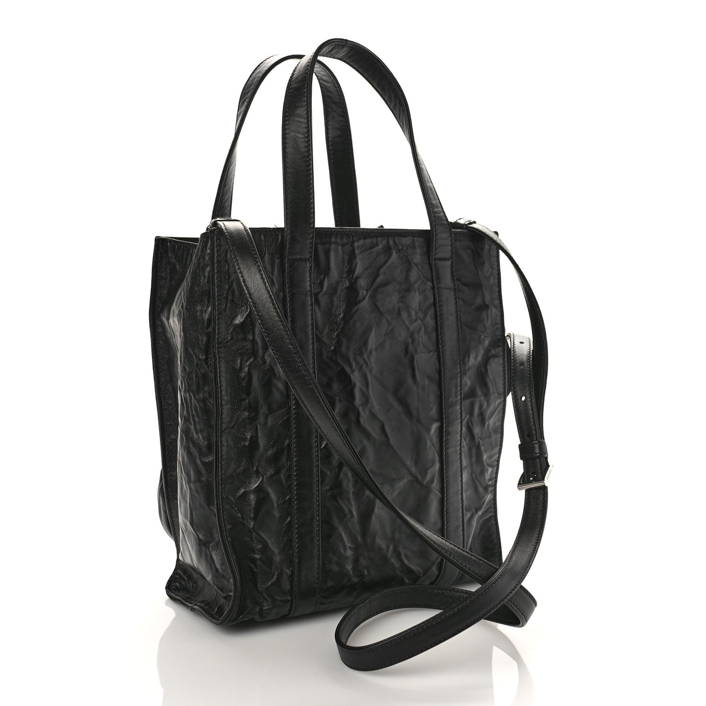 Nappa Antique Rosette Flower Mini Tote Bag Black