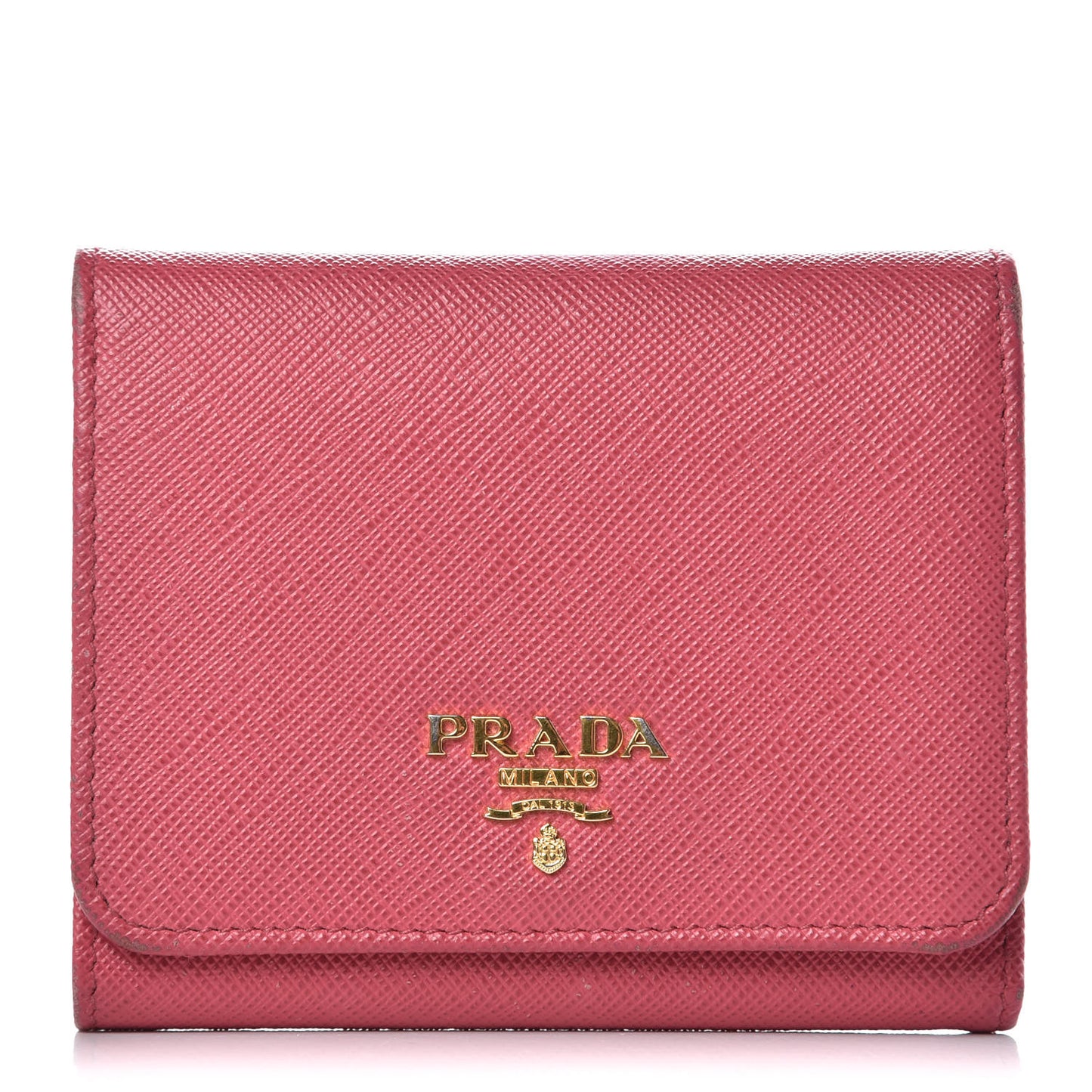 Saffiano Metal Tri-Fold Wallet Peonia