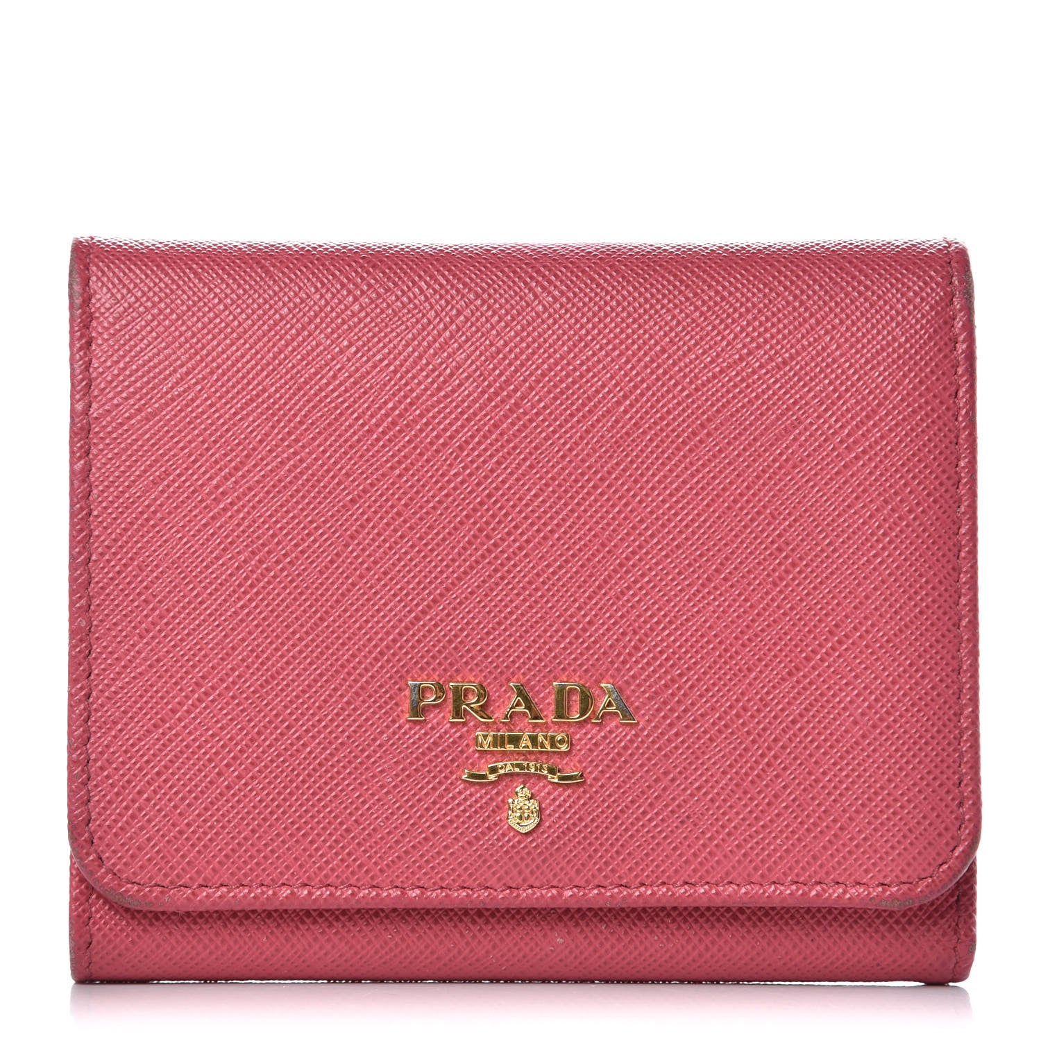 Prada Saffiano Metal Tri-Fold Wallet Peonia 1 of 12