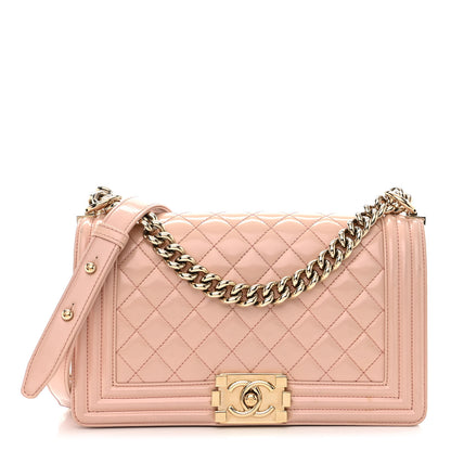 Chanel Patent Calfskin Quilted Medium Boy Flap Beige 1 of 16