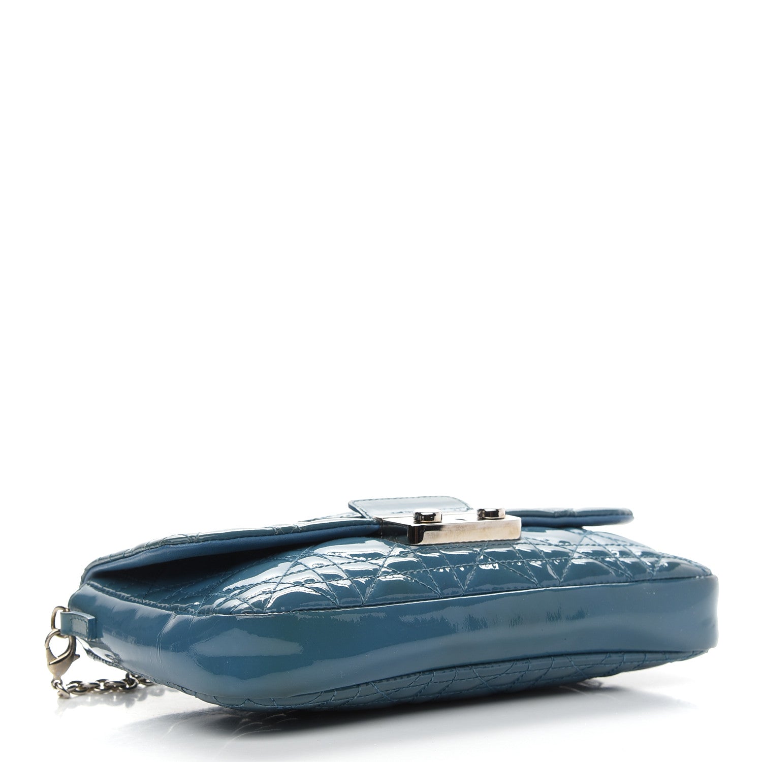 Christian Dior Patent Cannage New Lock Pouch Blue 4 of 10