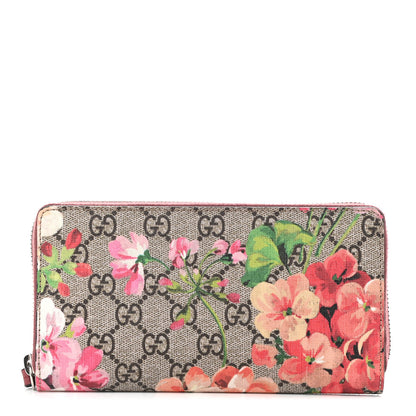 Gucci GG Supreme Monogram Blooms Zip Around Wallet Beige Multicolor Dry Rose 1 of 7