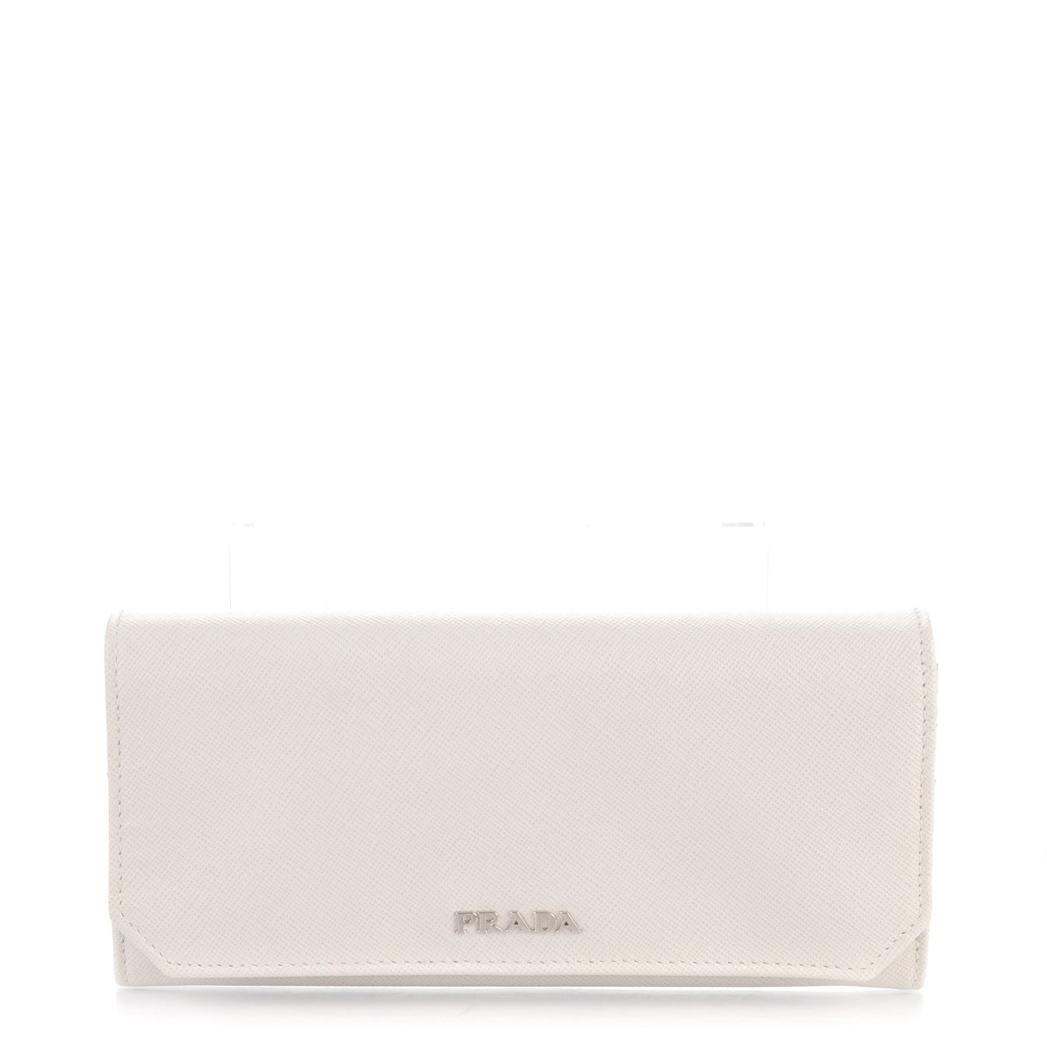 Prada Saffiano Corner Continental Flap Wallet Talco Black 1 of 8