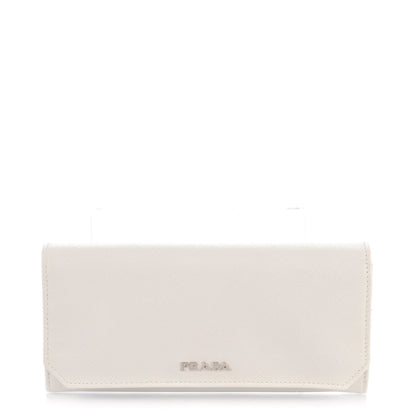 Prada Saffiano Corner Continental Flap Wallet Talco Black 1 of 8