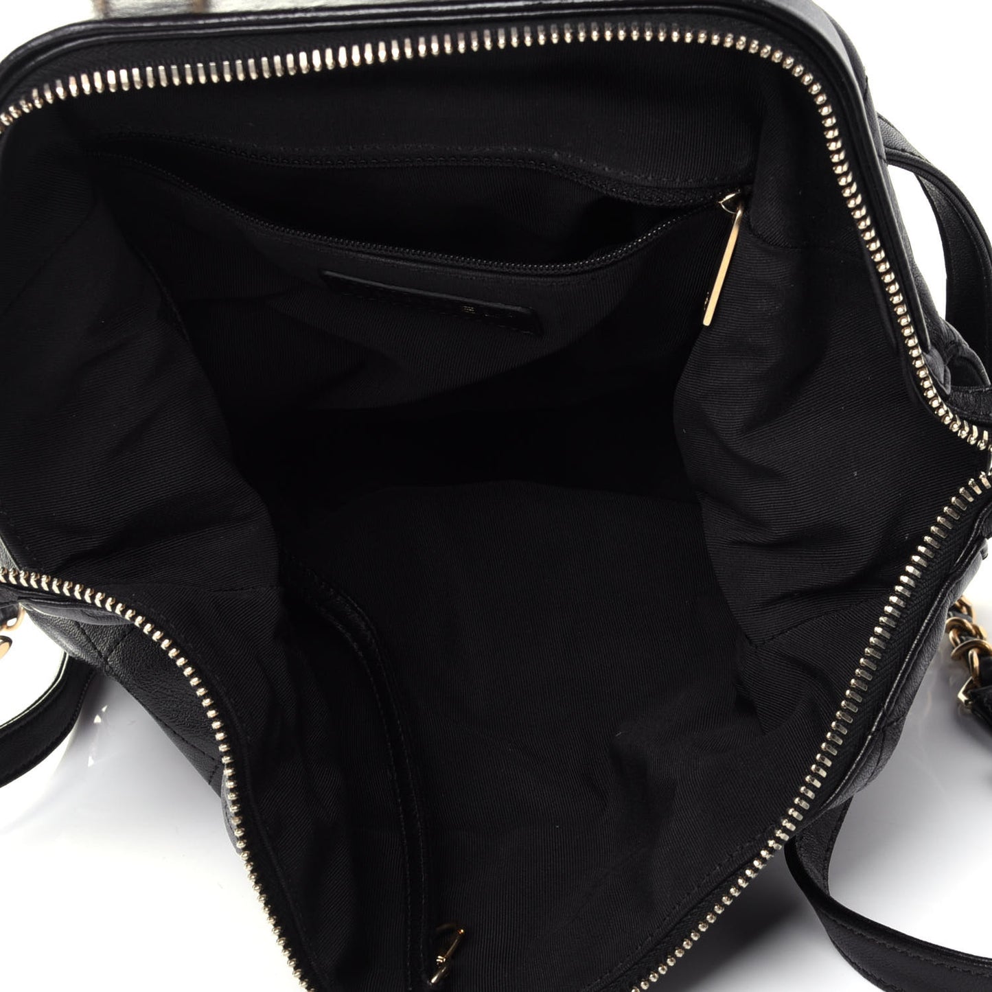 Calfskin Stitched Frame Backpack Black