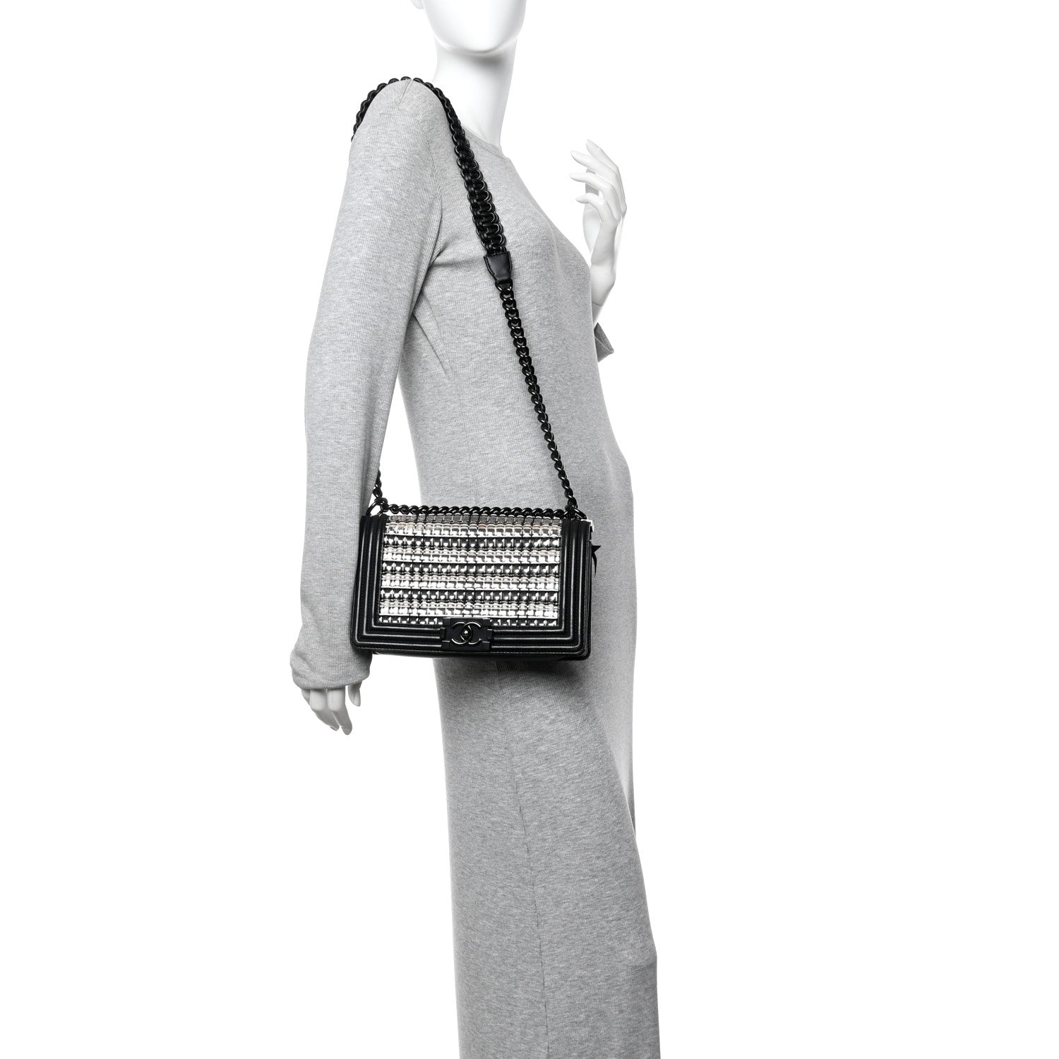 Chanel PVC Thread Woven Medium Boy Flap Black 2 of 13