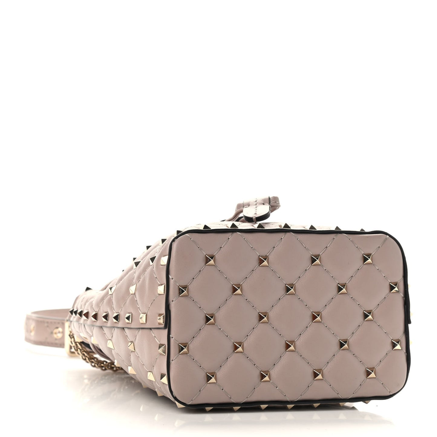 Lambskin Mini Rockstud Spike Bucket Bag Poudre