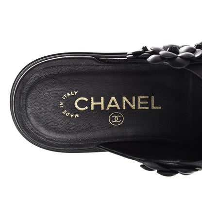 Chanel Calfskin Camellia Slip On Sneakers 37.5 Black 5 of 8