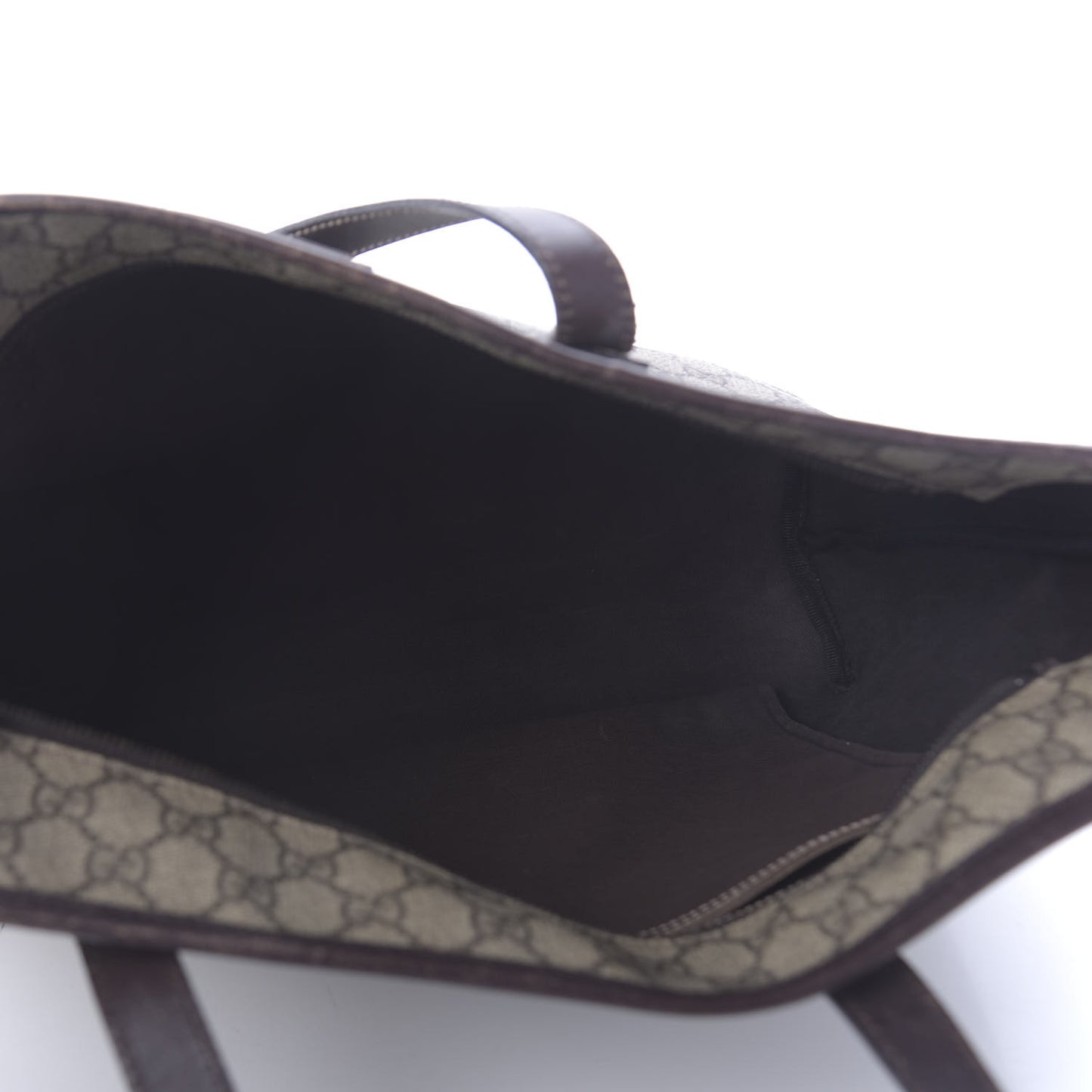GG Supreme Monogram Medium Zippered Shopping Tote Dark Brown