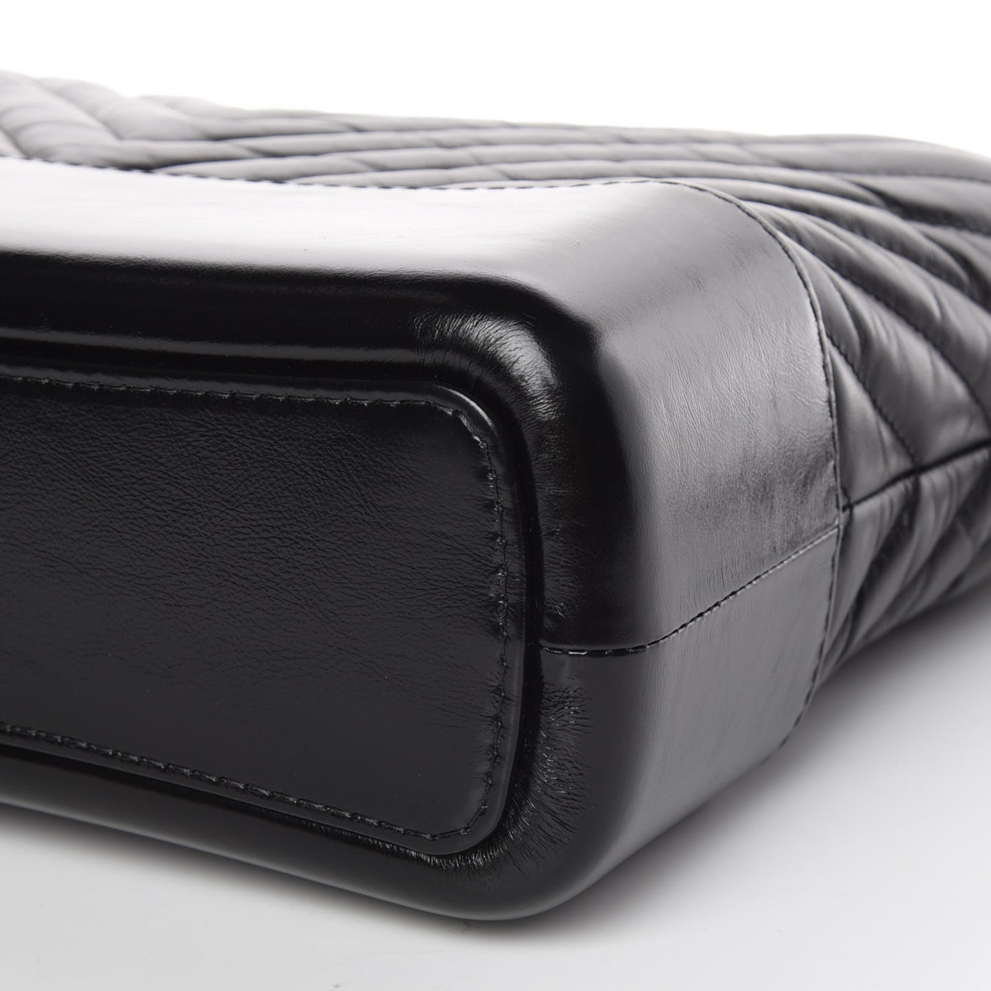 Aged Calfskin Chevron Quilted Medium Gabrielle Hobo Black