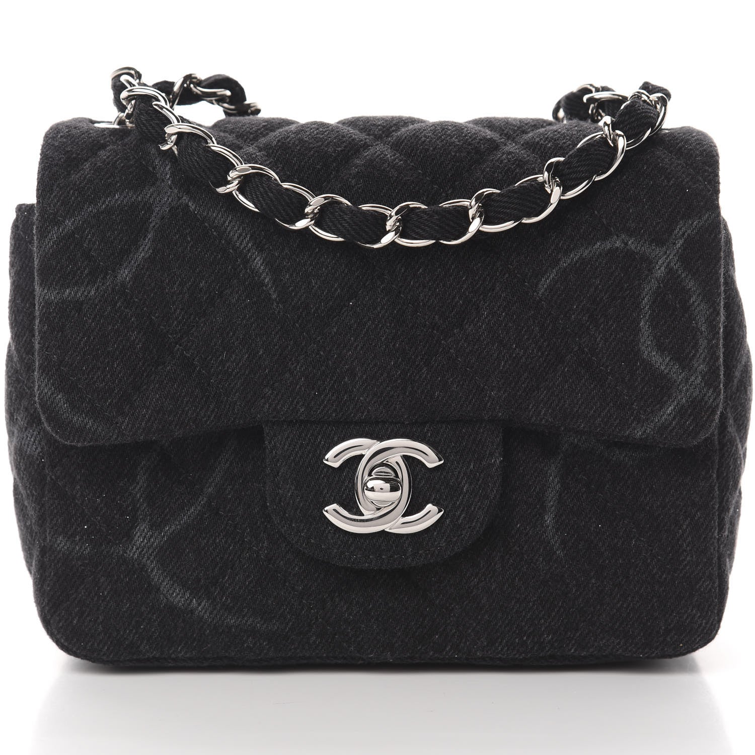 Chanel Denim CC Quilted Mini Square Flap Black 8 of 11