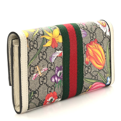 Gucci GG Supreme Monogram Flora Web Ophidia Continental Wallet White 3 of 6