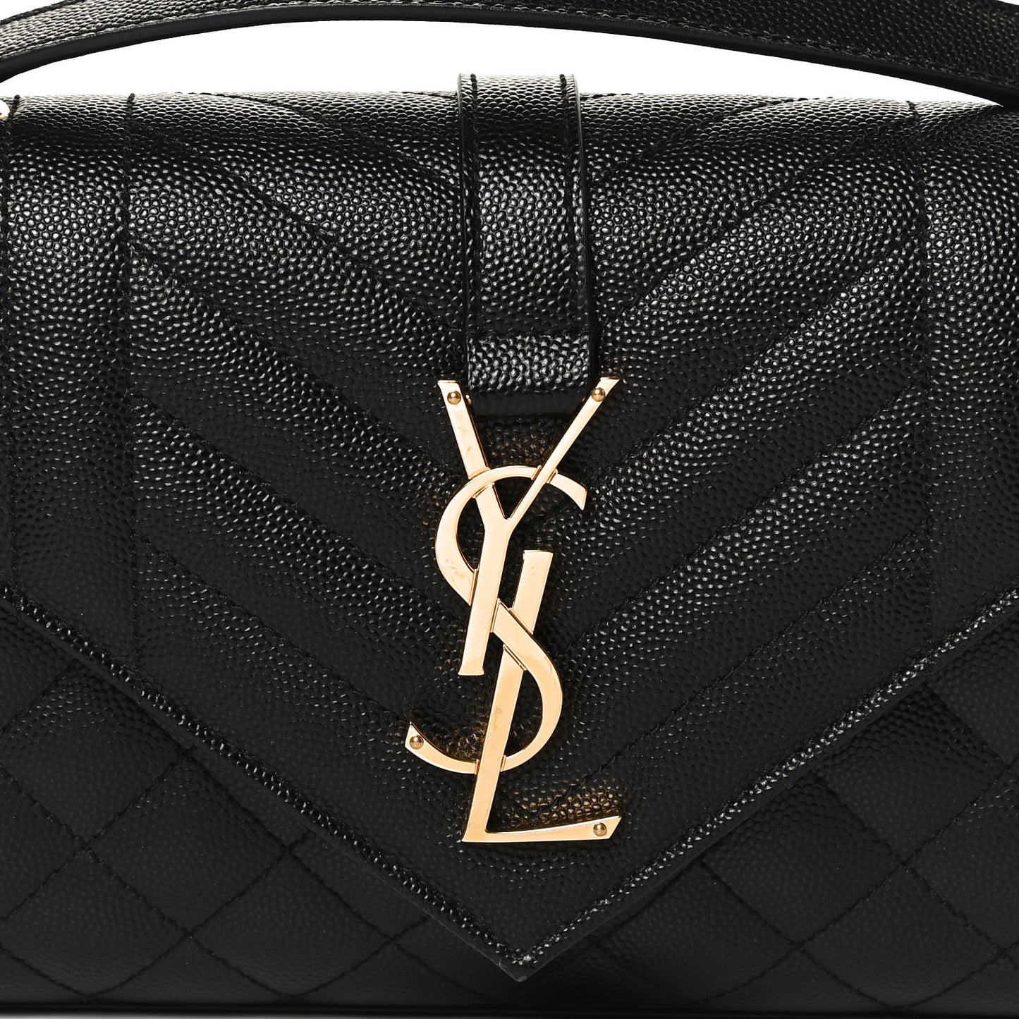 Grain De Poudre Textured Mixed Matelasse Triquilt Small Monogram Satchel Black