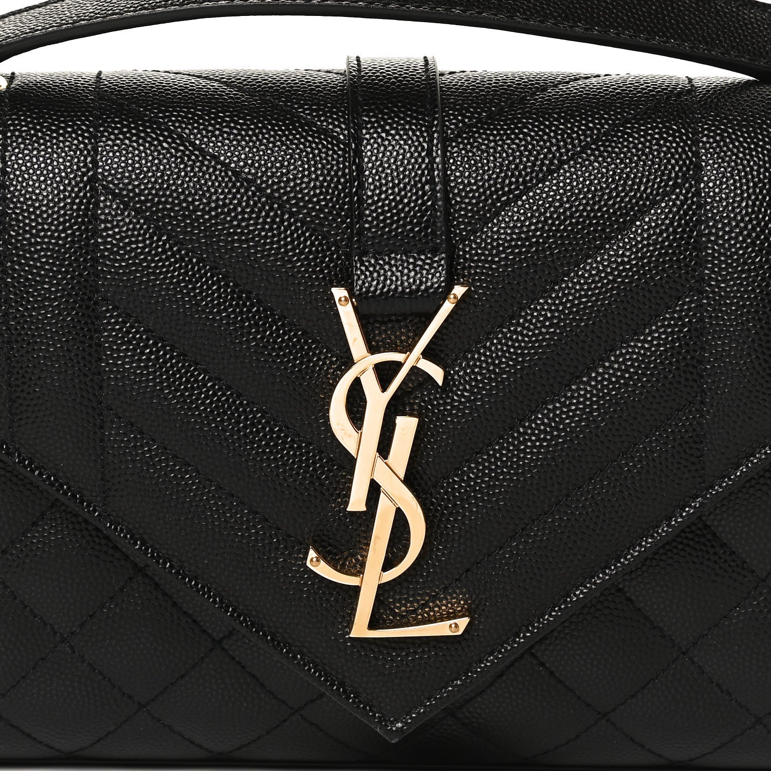 Saint Laurent Grain De Poudre Textured Mixed Matelasse Triquilt Small Monogram Satchel Black 8 of 10