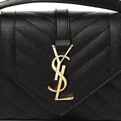 Saint Laurent Grain De Poudre Textured Mixed Matelasse Triquilt Small Monogram Satchel Black 8 of 10