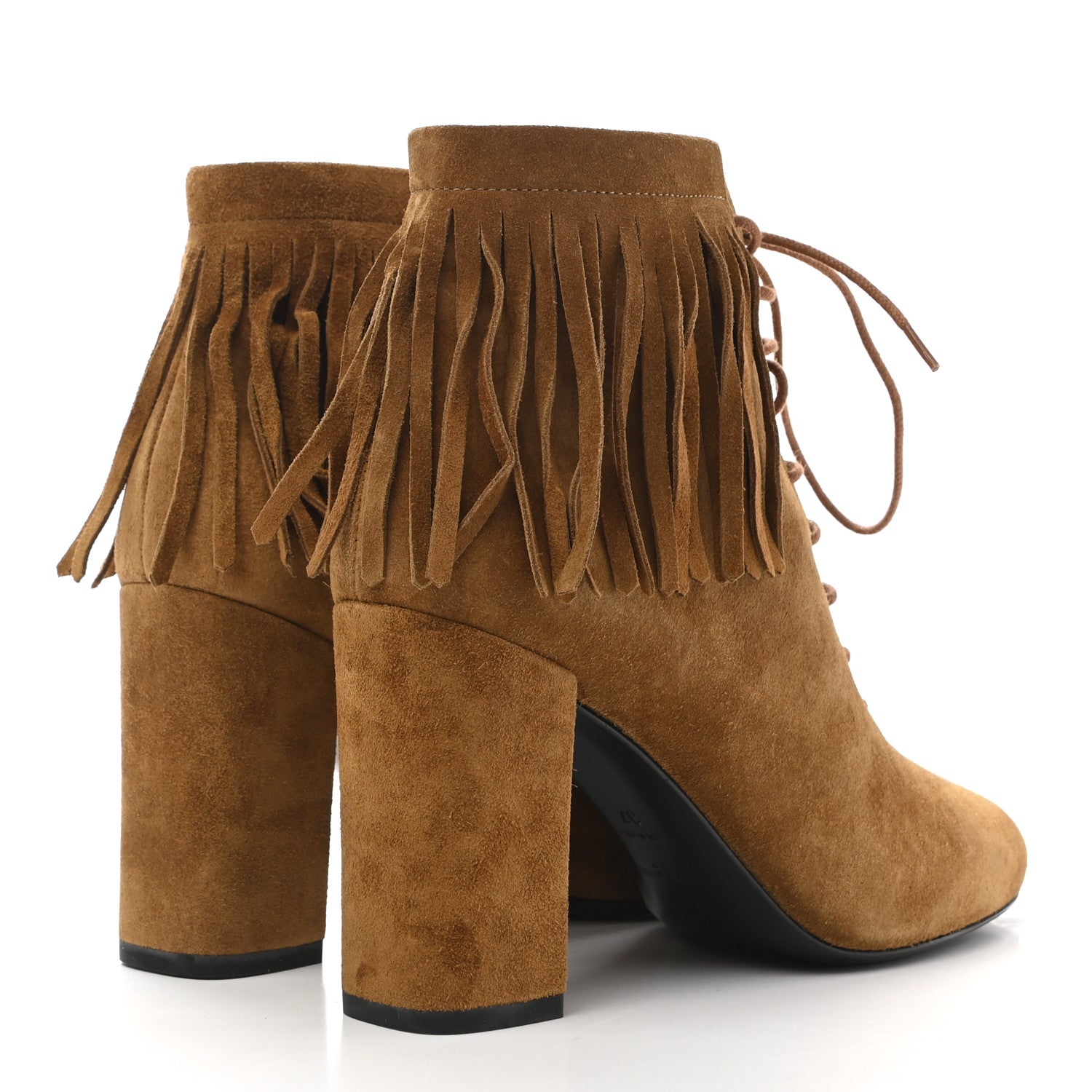 Saint Laurent Suede Babies 90 Fringe Ankle Boots 37 Light Tan 4 of 9