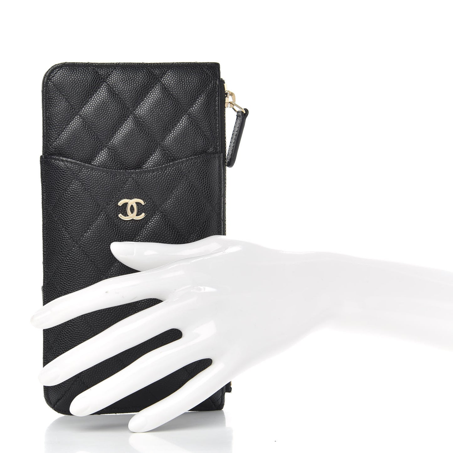 Caviar Quilted Classic Flat Wallet Pouch Black