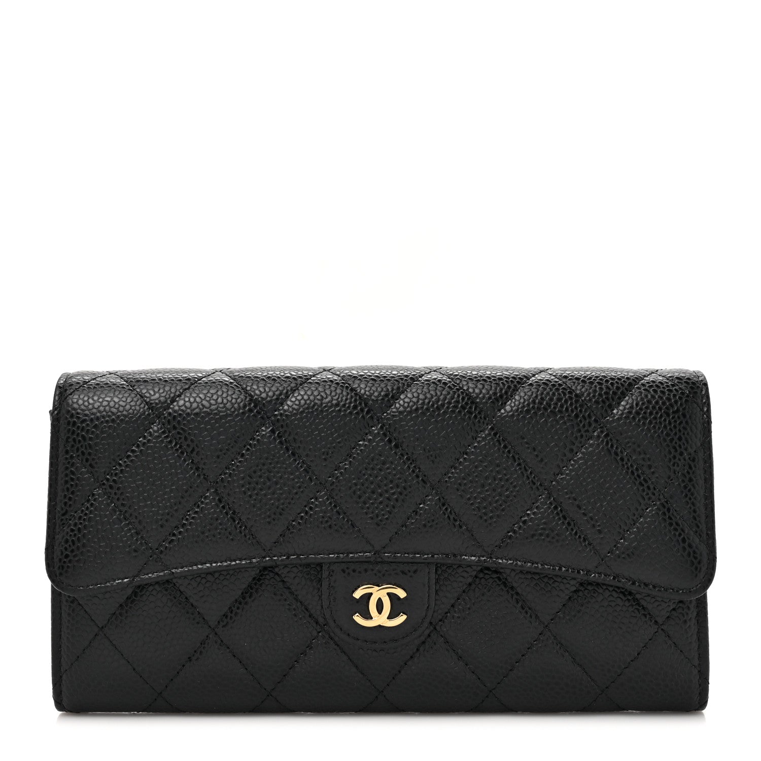 Chanel Caviar Quilted Large Gusset Flap Wallet Black 1 of 9