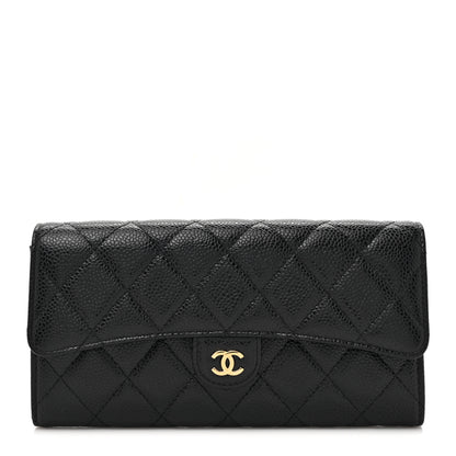 Chanel Caviar Quilted Large Gusset Flap Wallet Black 1 of 9