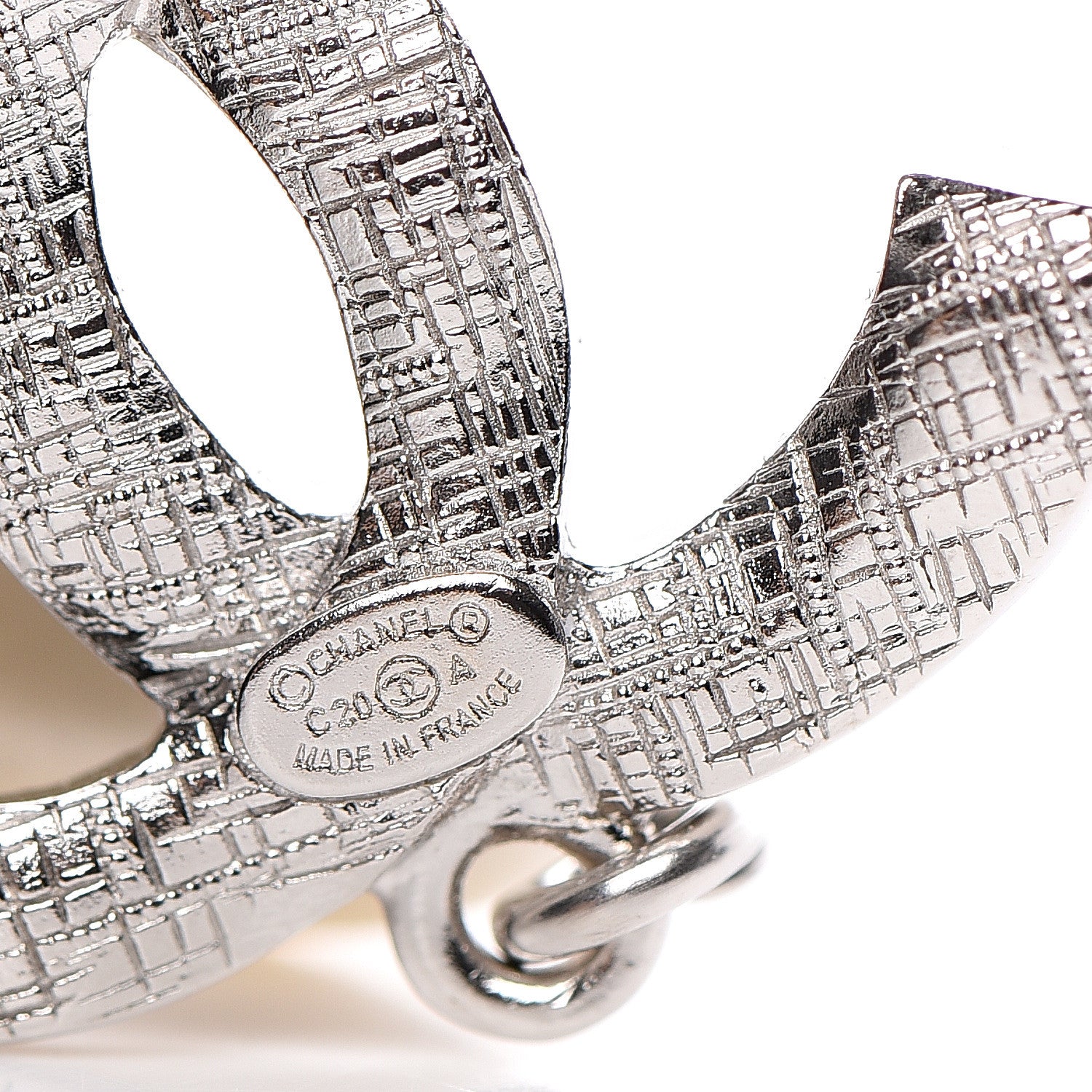 Chanel Crystal Pearl CC Drop Darling Bows Earrings Silver Pearly White 4 of 5