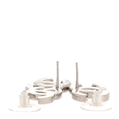 Chanel Baguette Crystal Double CC Earrings Silver 3 of 5