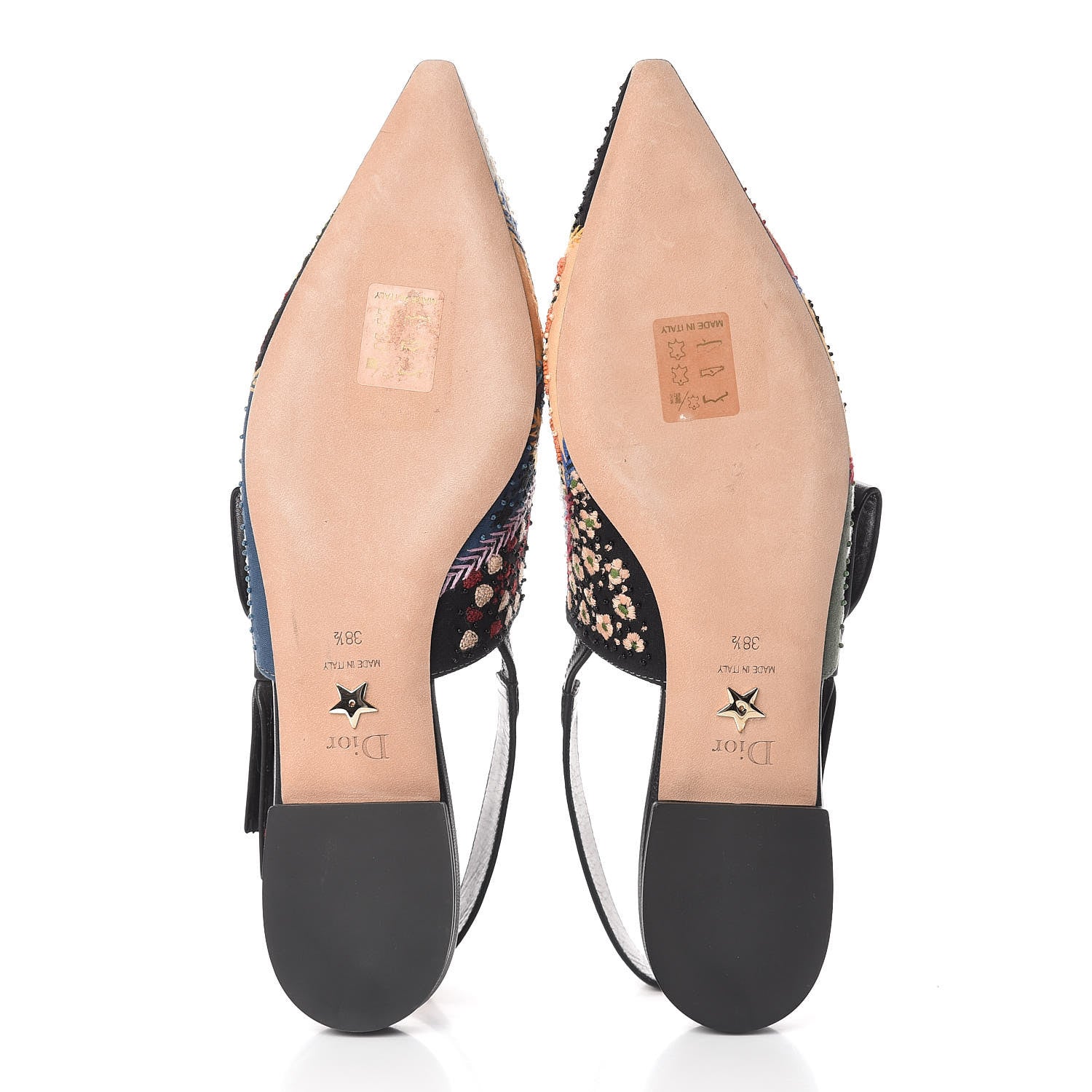 Christian Dior Patch Embroidered Sweet D Sling-Back Flats 38.5 Multicolor 5 of 9