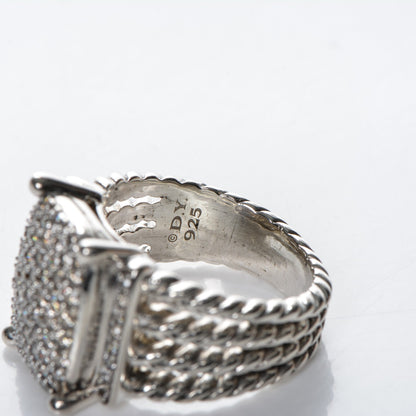 David Yurman Sterling Silver Diamond 16mm Wheaton Ring 58 8.25 4 of 5