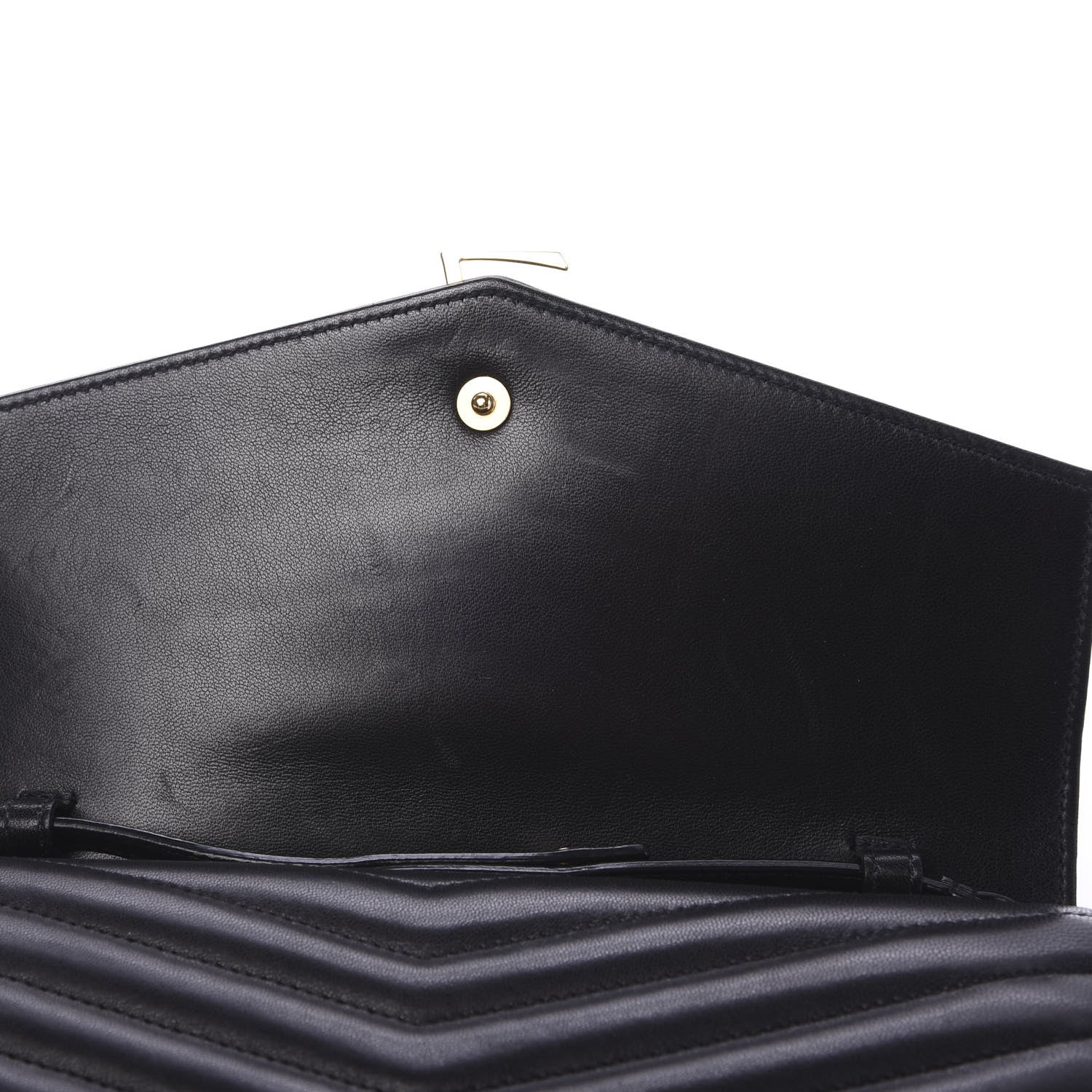 Saint Laurent Lambskin Matelasse Chevron Monogram Sulpice Chain Wallet Black 10 of 13