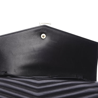 Saint Laurent Lambskin Matelasse Chevron Monogram Sulpice Chain Wallet Black 10 of 13