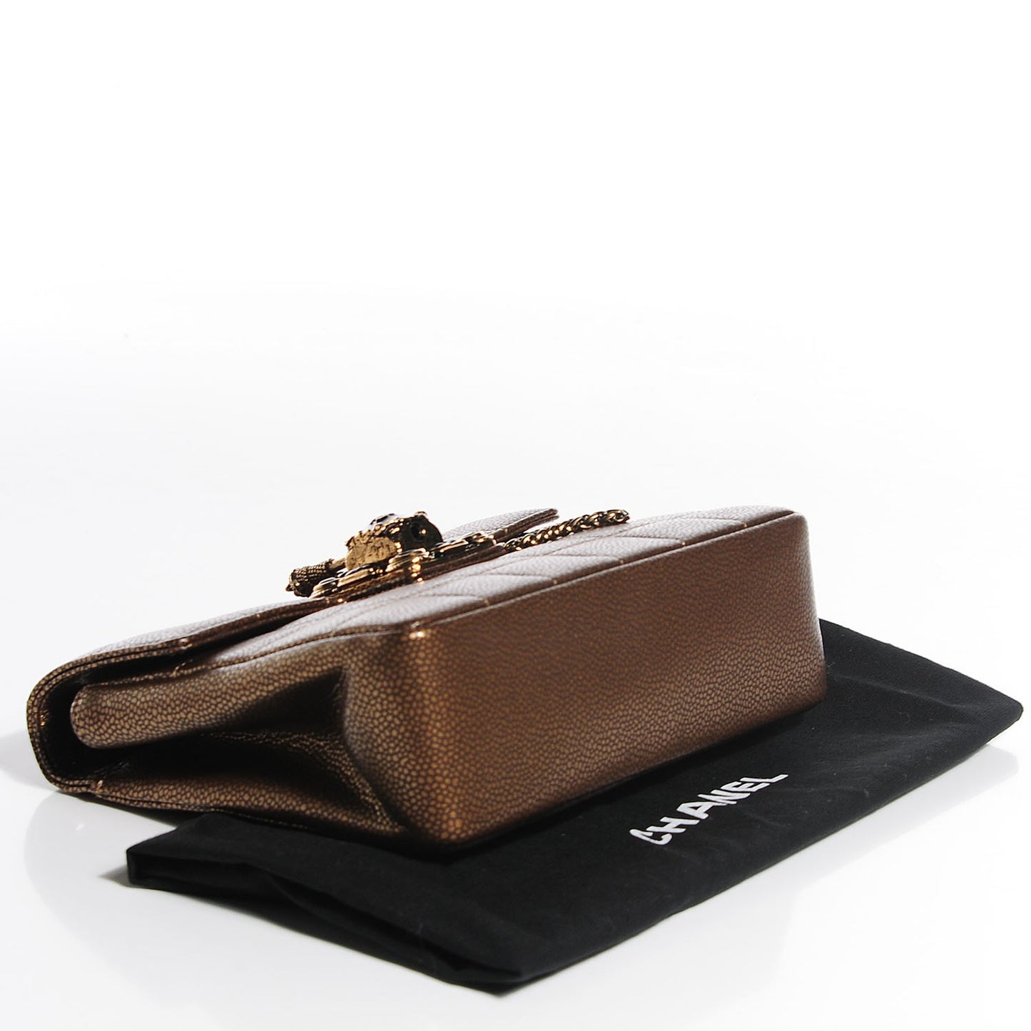 Caviar Square Quilted Paris Byzance Mini Flap Dark Gold