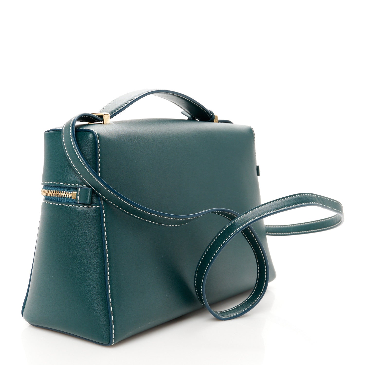 Loro Piana Smooth Calfskin Extra Bag L27 New Petrolio 3 of 9