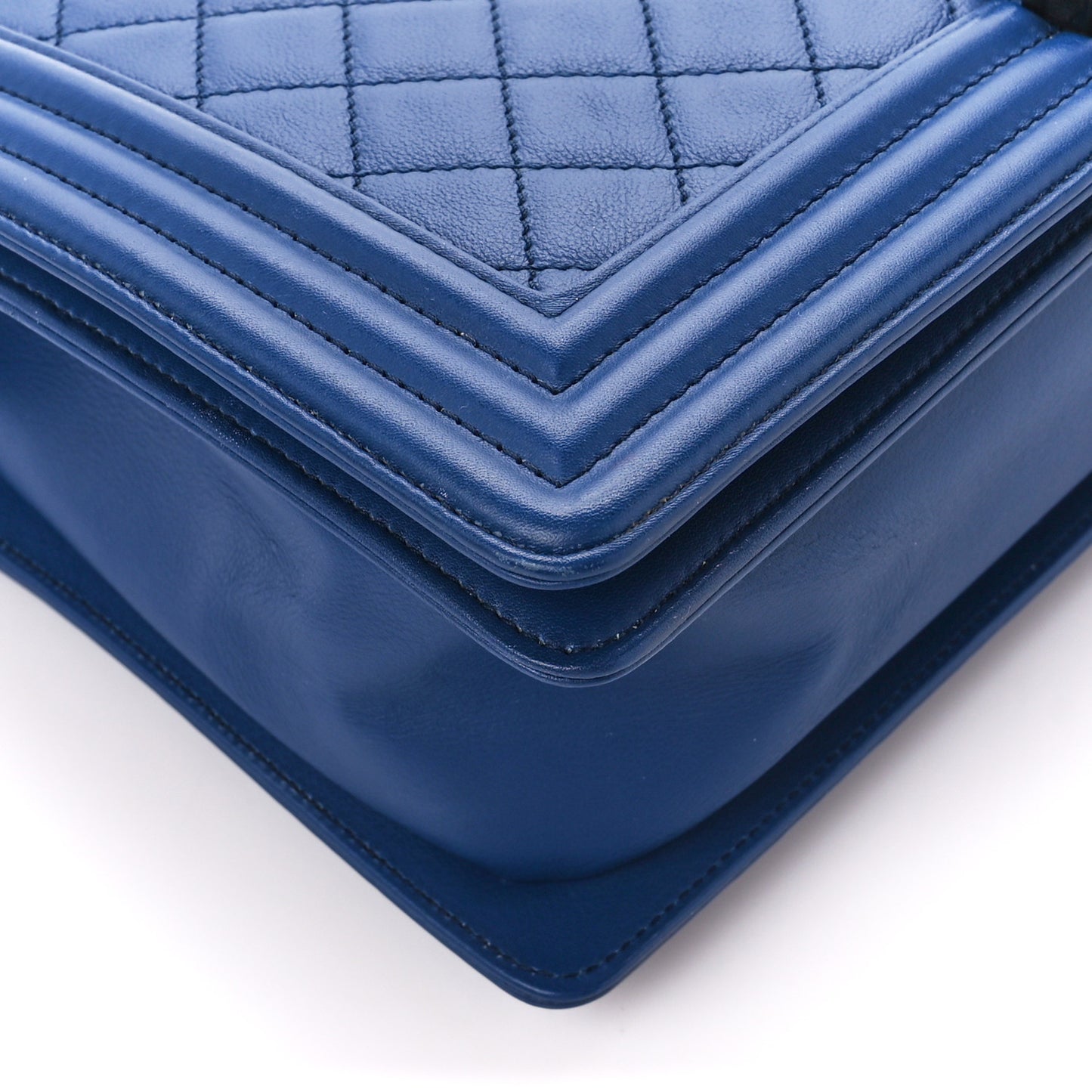 Calfskin Quilted New Medium Boy Flap Blue