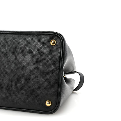 Prada Saffiano Cuir Medium Double Bag Black Fuoco 9 of 9