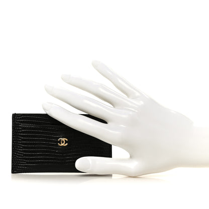 Chanel Calfskin Lizard Embossed Card Holder Black 2 of 9