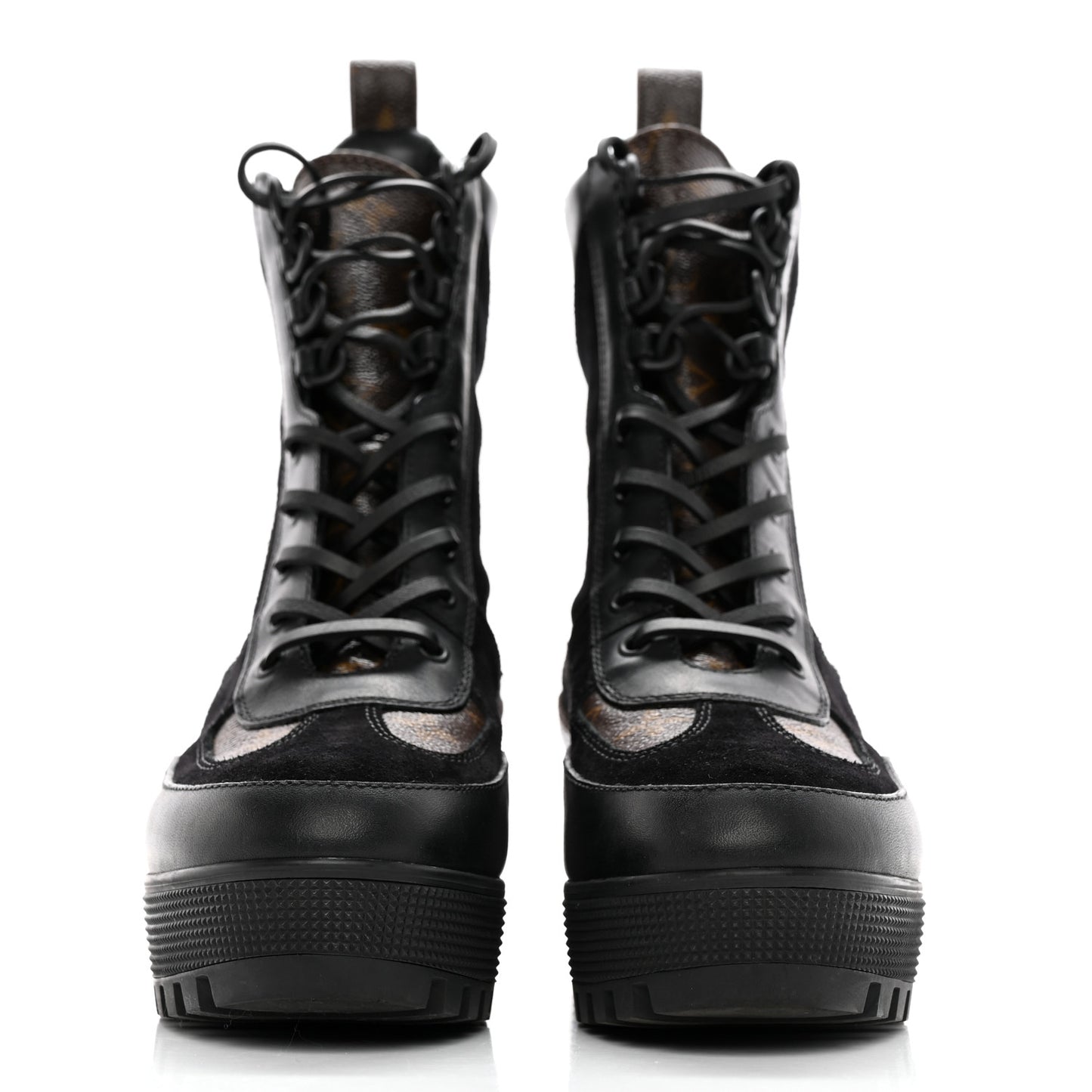 Suede Calfskin Monogram Laureate Platform Desert Boots 39 Black