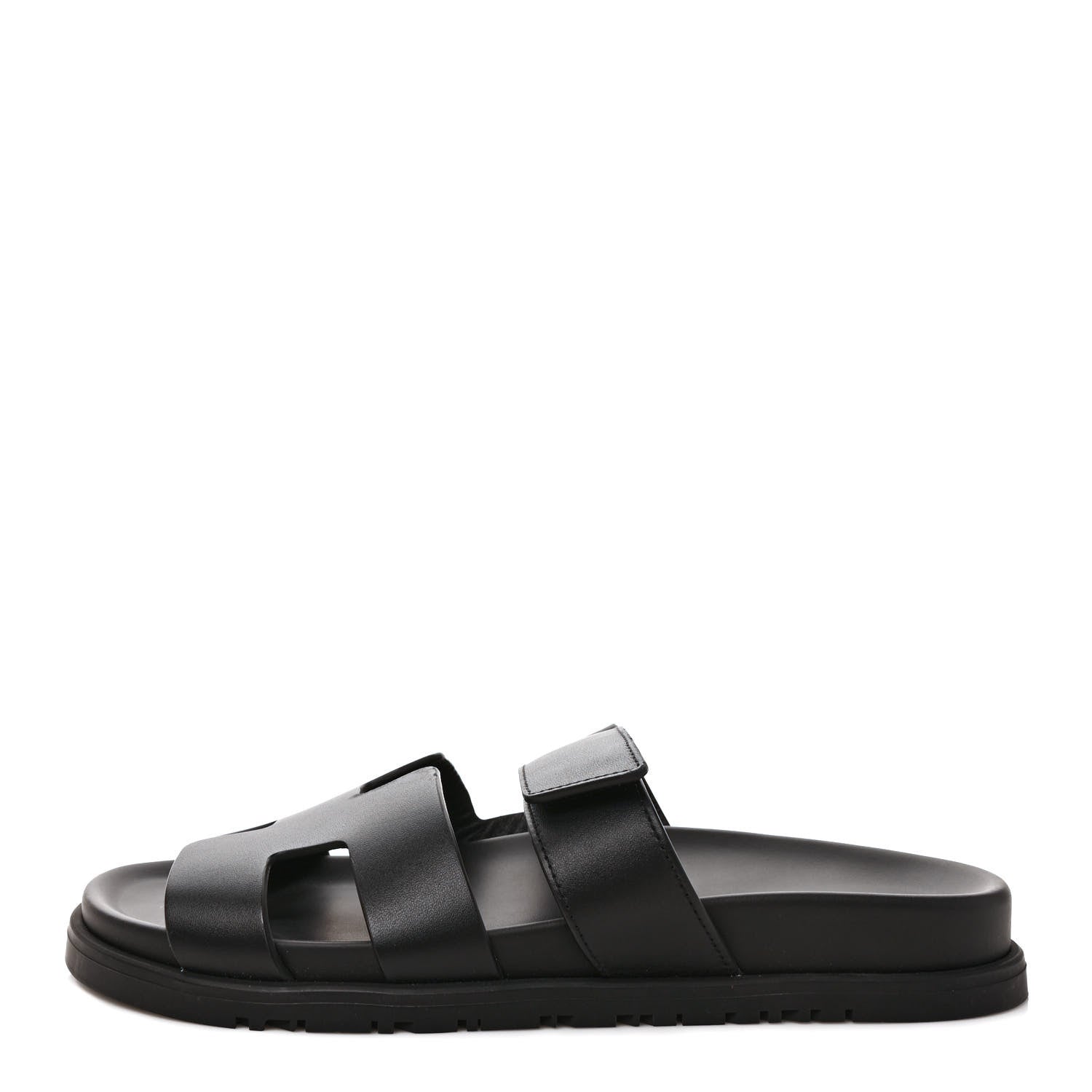 Hermes Calfskin Womens Chypre Sandals 38 Black 1 of 9