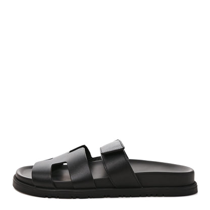 Hermes Calfskin Womens Chypre Sandals 38 Black 1 of 9