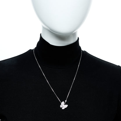 Van Cleef & Arpels 18K White Gold Diamond Two Butterfly Pendant Necklace 2 of 5