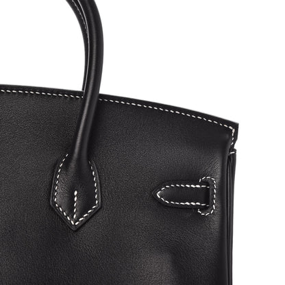 Hermes Swift Horseshoe Birkin 25 Black White 29 of 35