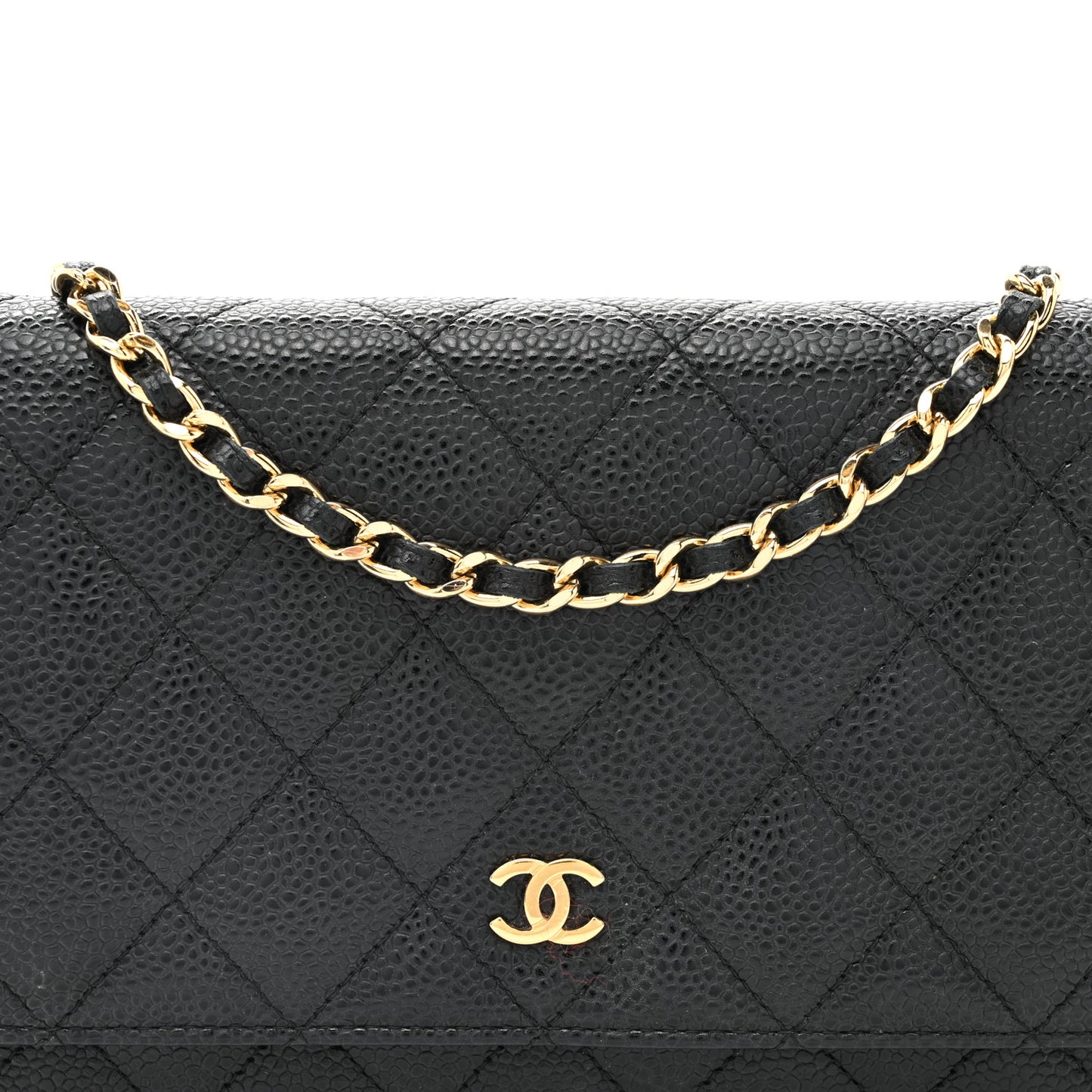 Caviar Quilted Wallet on Chain WOC Black