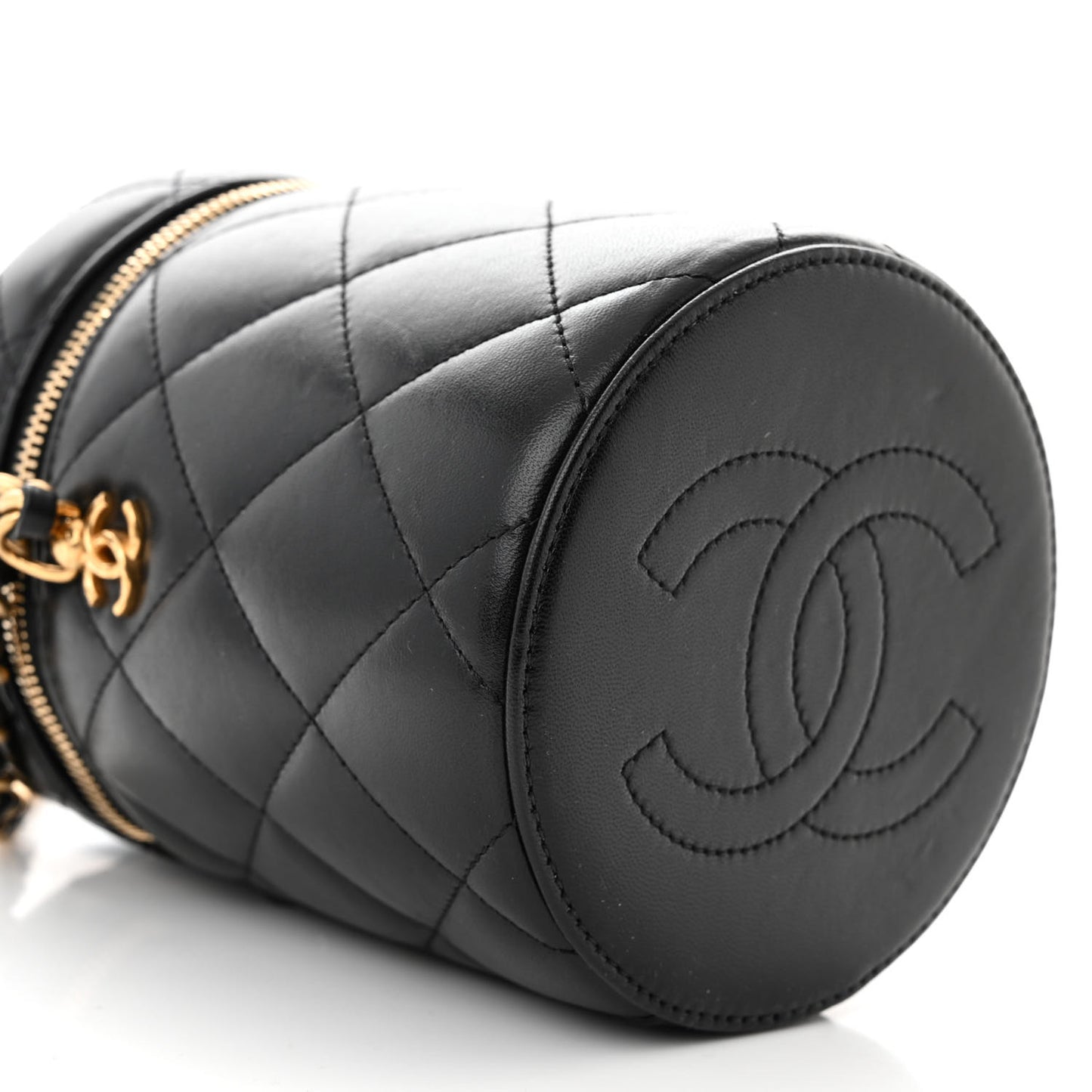 Lambskin Quilted Side Note Vanity Black