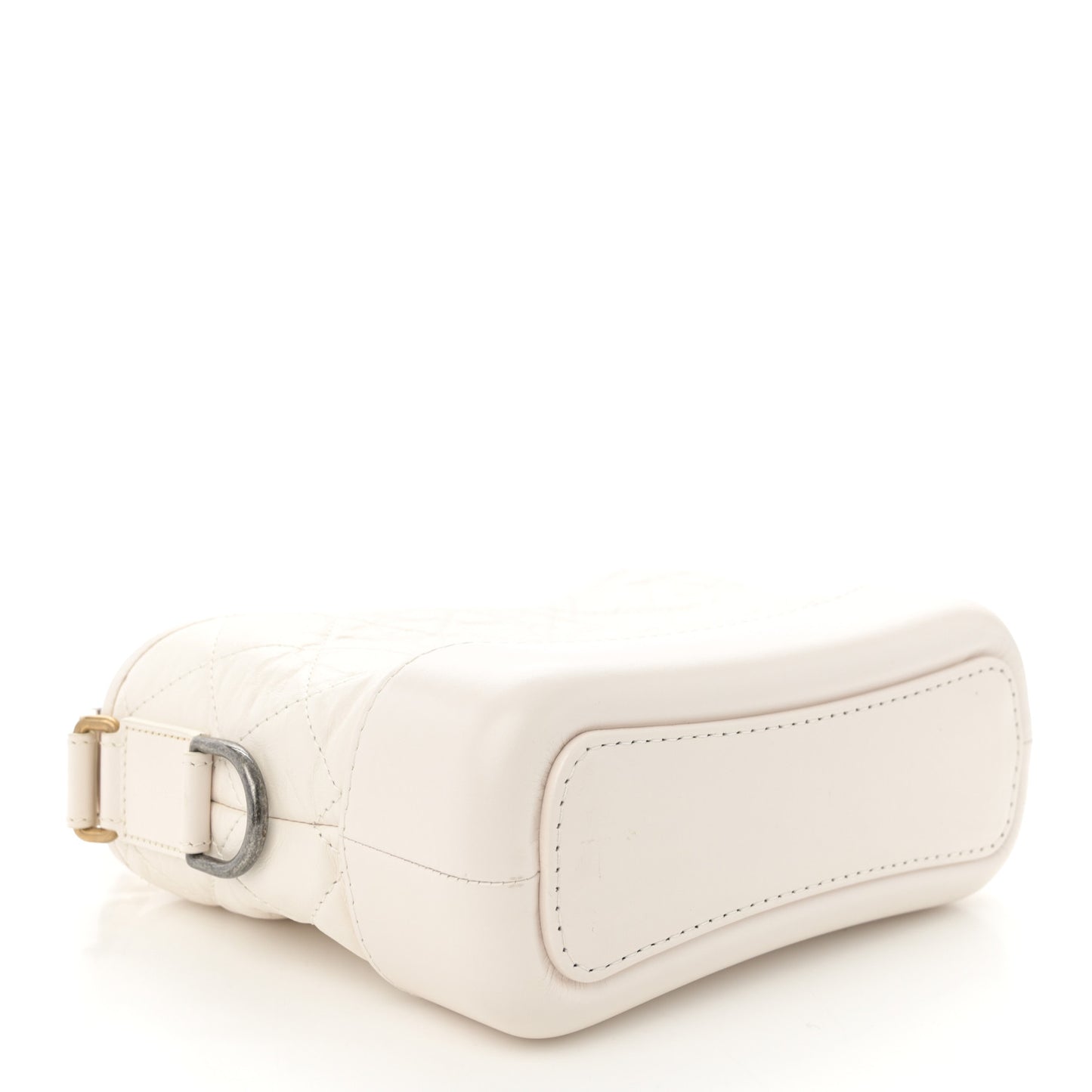 Aged Calfskin Quilted Small Gabrielle Hobo White