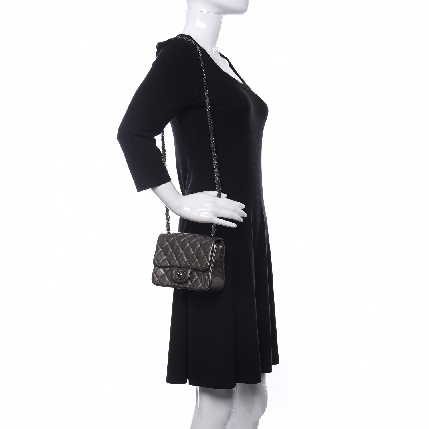 Chanel Metallic Calfskin Quilted Mini Square Flap Bronze 2 of 10