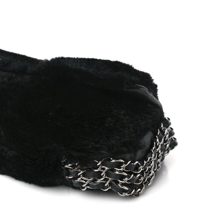 Chanel Orylag Rabbit Fur Triple Chain Single Flap Black 9 of 11
