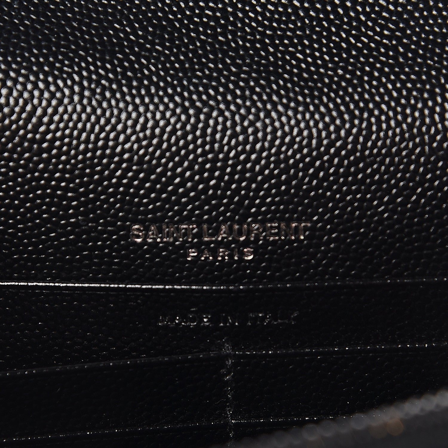 Saint Laurent Grain De Poudre Matelasse Chevron Monogram Envelope Chain Wallet Black 6 of 11