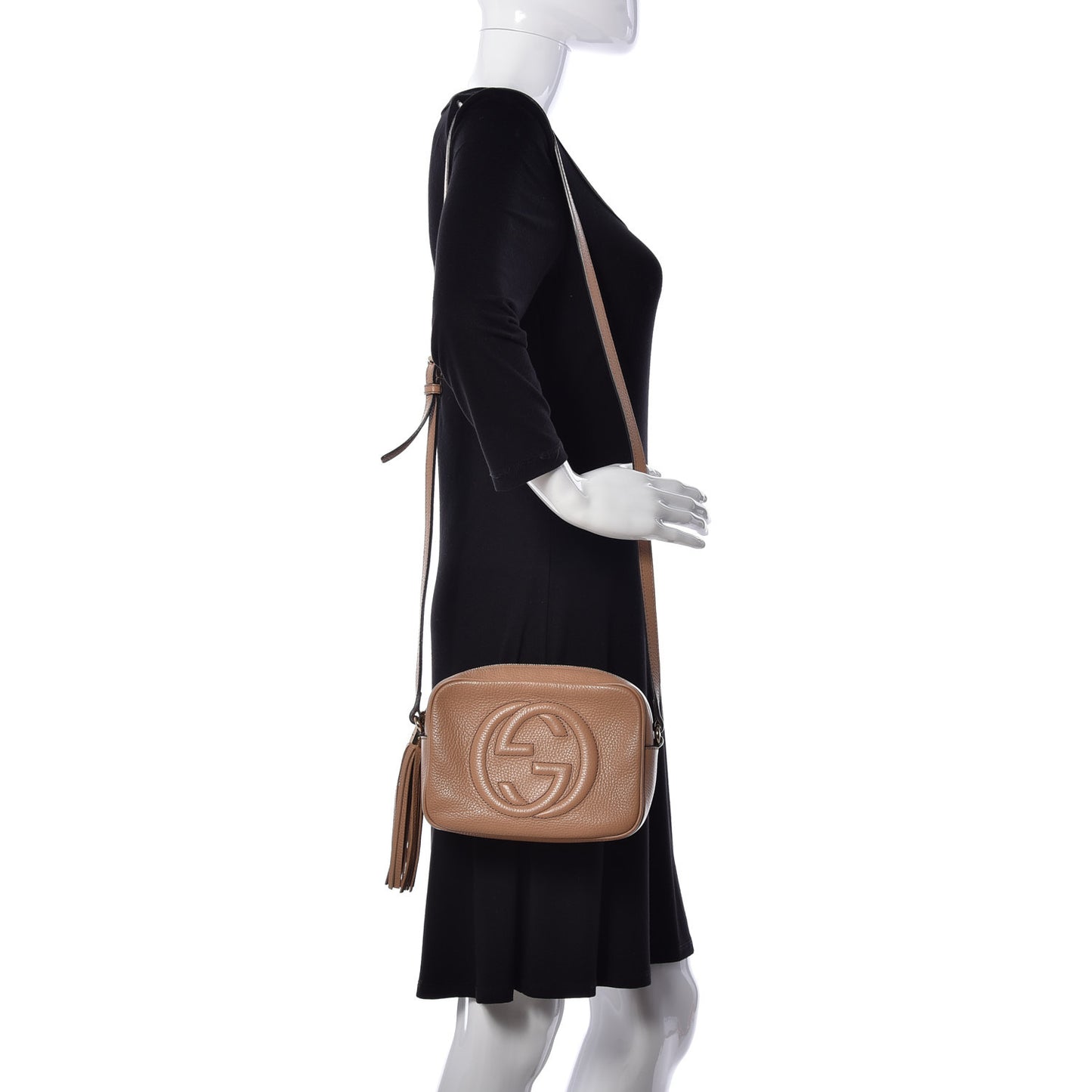 Pebbled Calfskin Small Soho Disco Bag Rose Beige