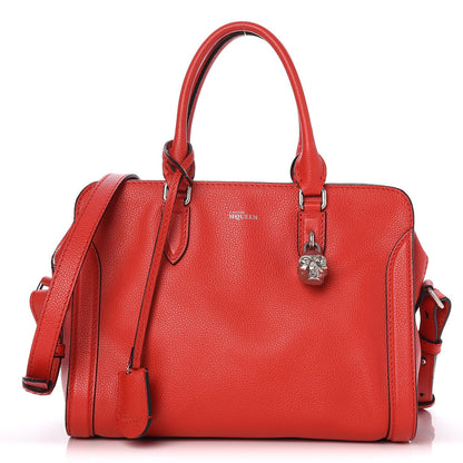 Alexander McQueen Pebbled Calfskin Small Skull Padlock Zip Around Tote Red 1 of 7