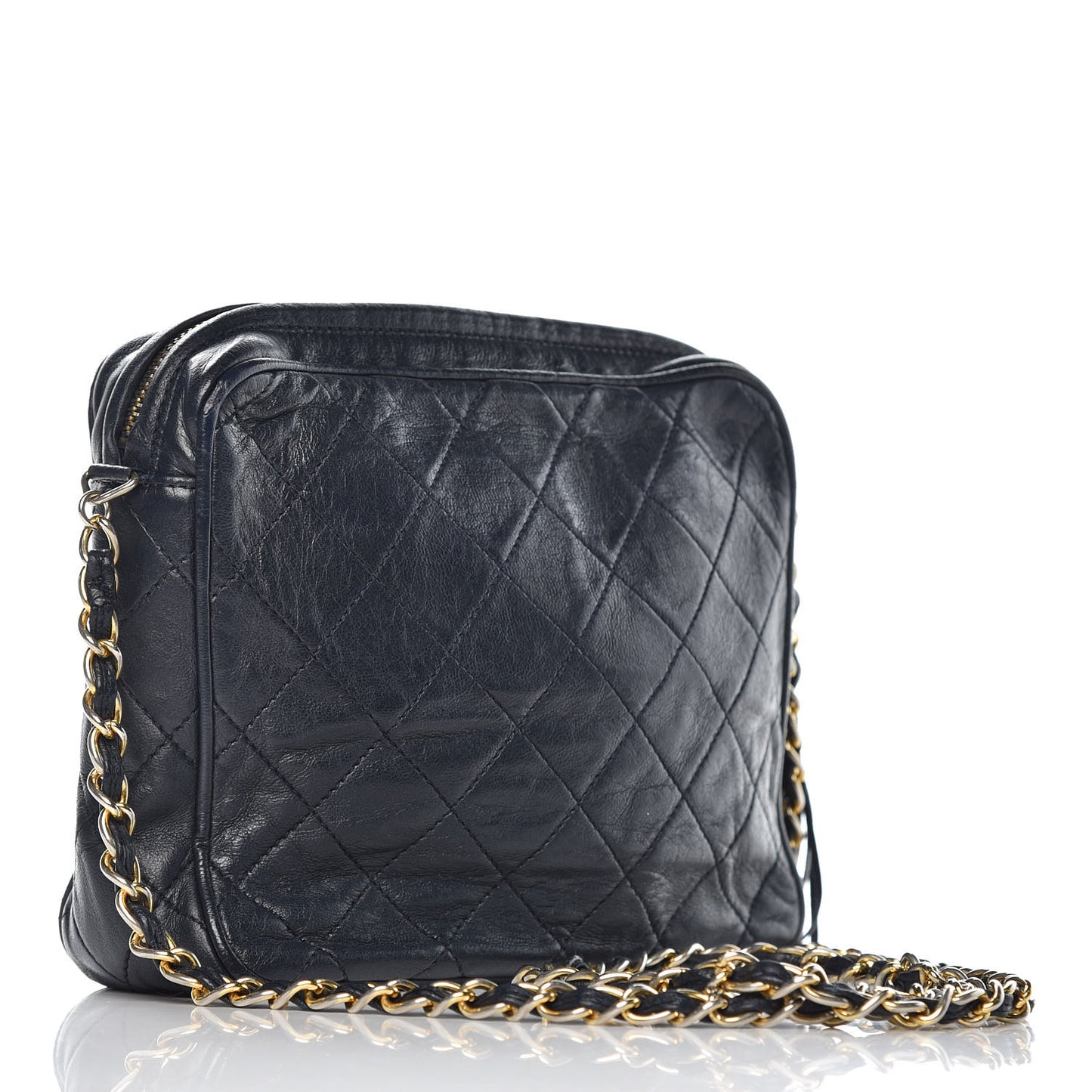 Lambskin Quilted CC Tassel Camera Case Blue