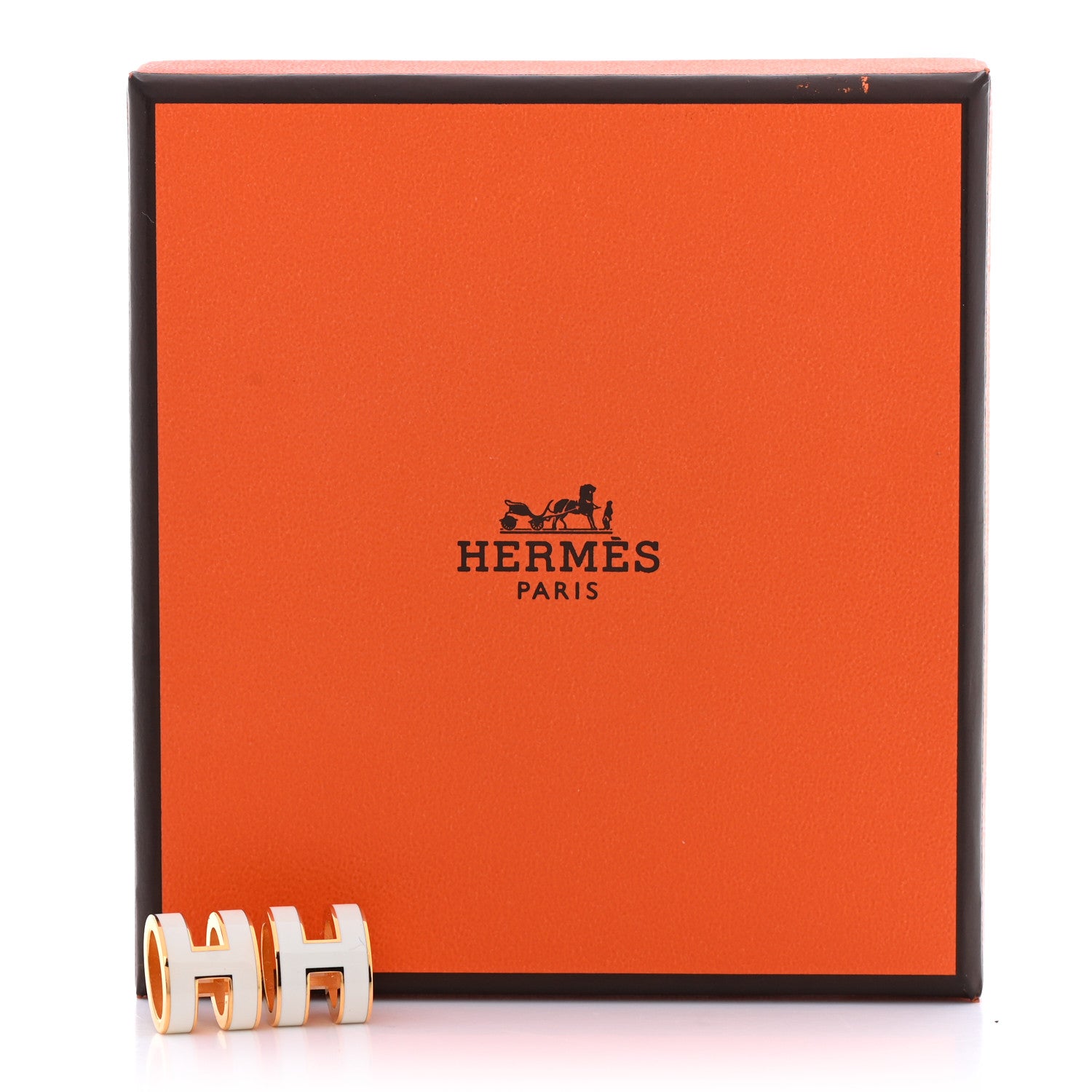 Hermes Gold Lacquered Pop H Earrings White 7 of 7