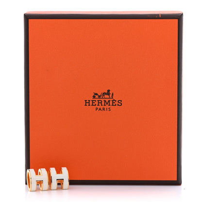 Hermes Gold Lacquered Pop H Earrings White 7 of 7